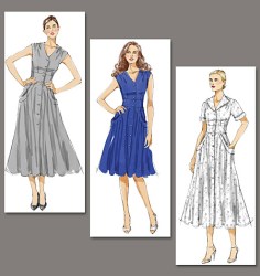 8577 EZ VOGUE LINED  FLARE BUTTON DRESS LENGTHS PATTERN 8-14,16-22 CHOICE uncut
